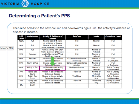 Static screenshot showing part of an animated slide which teaches learners how to use the PPS