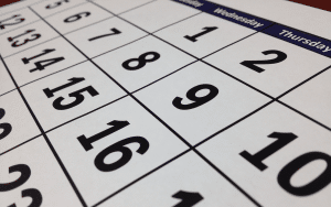 Image of black and white calendar where numbers are very large